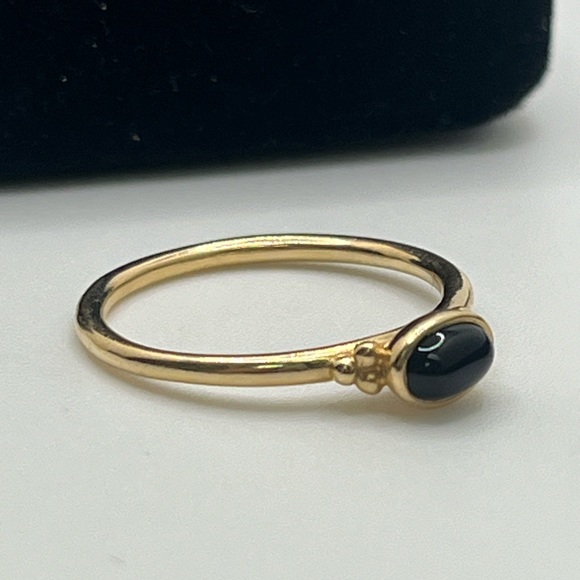 PANDORA 14K Yellow Gold Onyx Cabochon Pod Ring - Picture 3 of 6